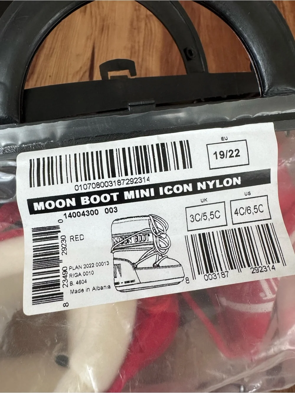 Moon Boot Kids Red Snow Boots with White Fleece Lining
